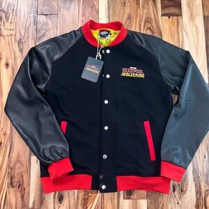 Marvel Black and Red Varsity Jacket NWT DeadPool